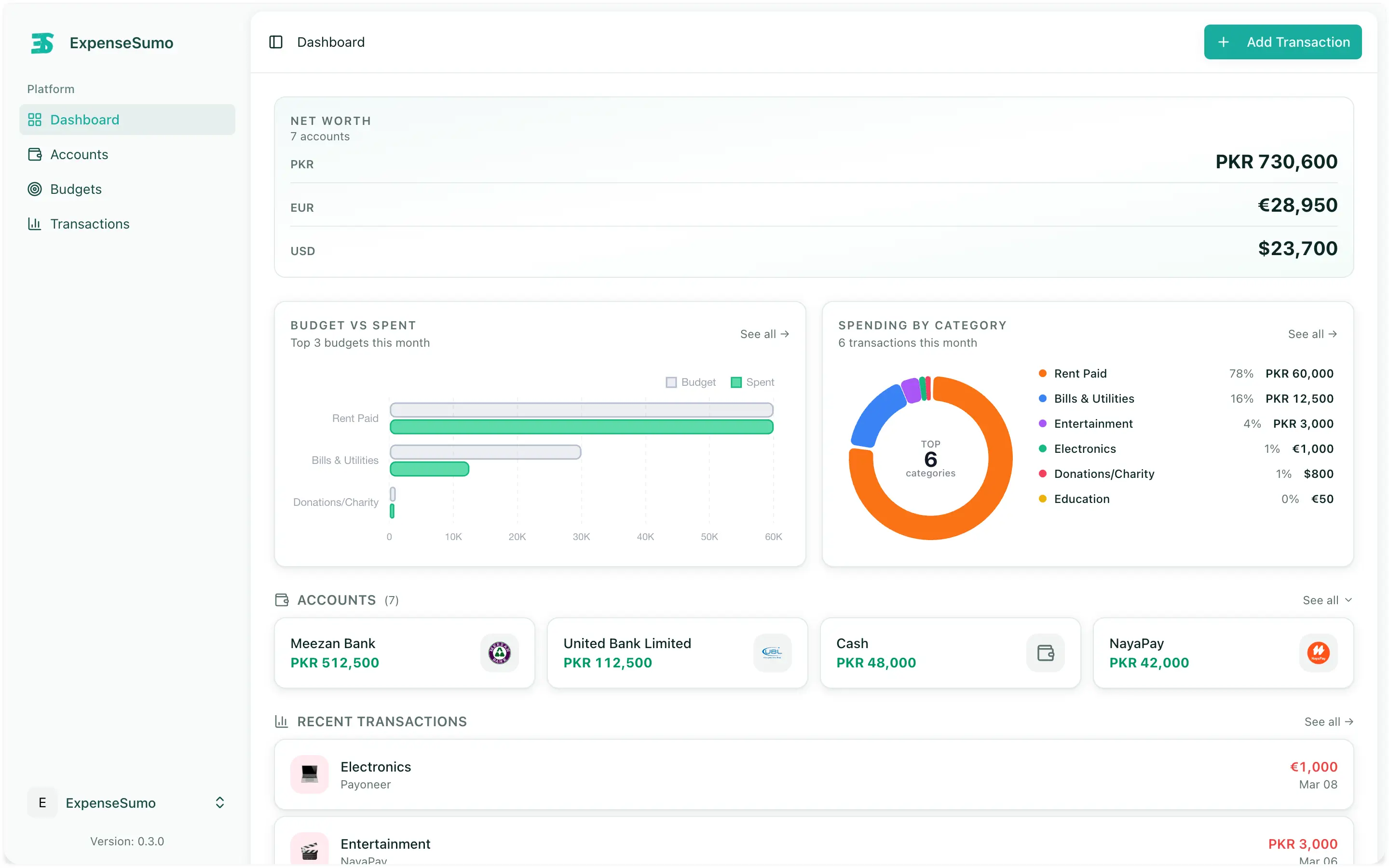 App dashboard preview
